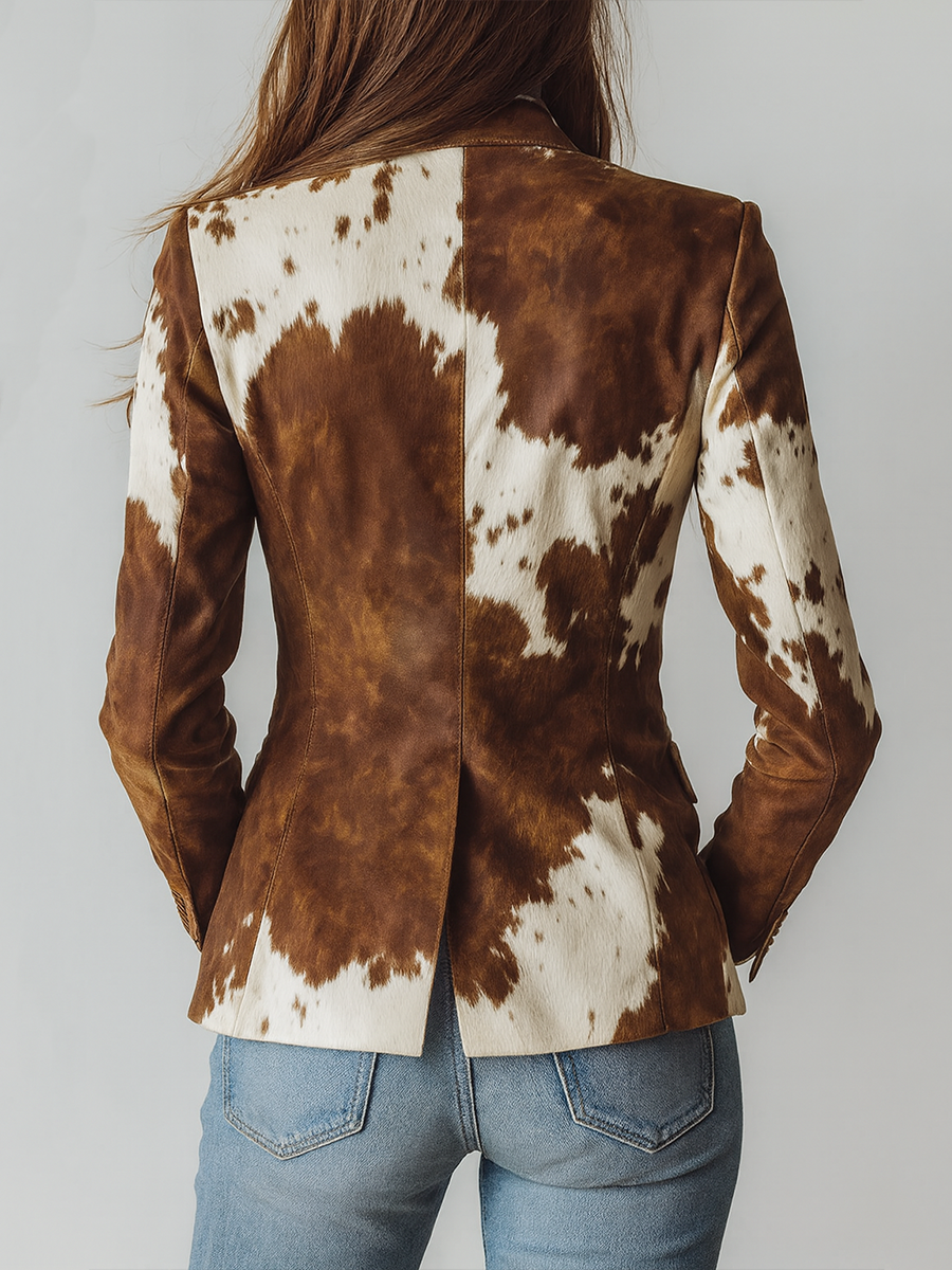 Agathe | Vintage Cow Print Blazer - Eco-Friendly