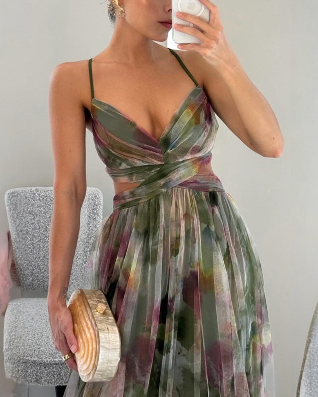 Aveline™ | Watercolor Chiffon Maxi Dress