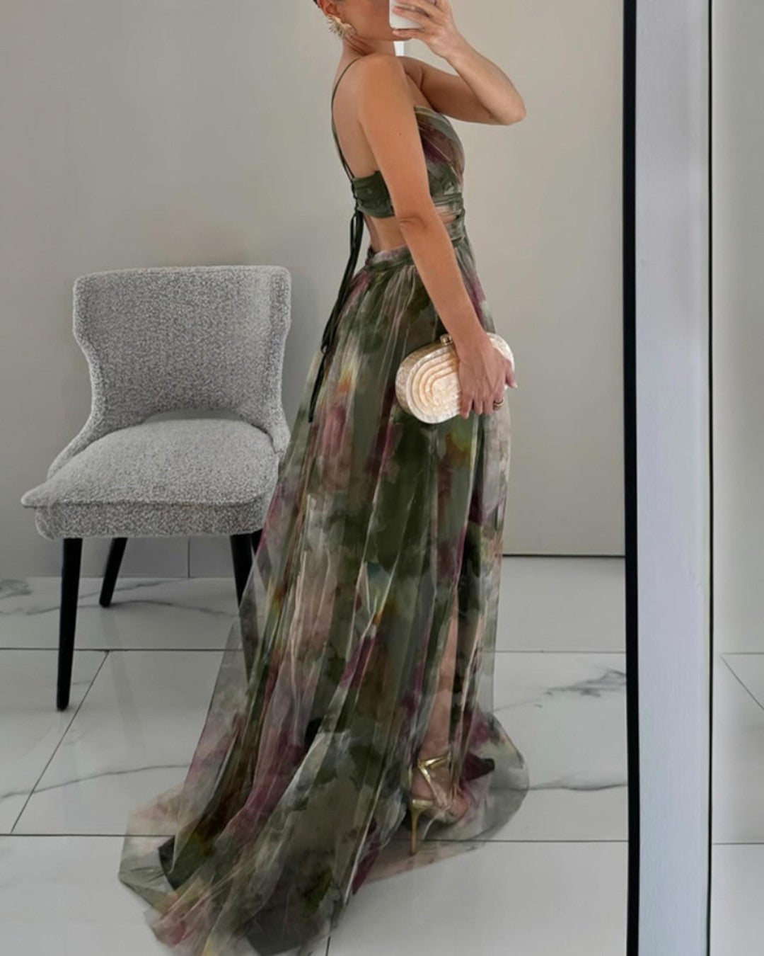 Aveline™ | Watercolor Chiffon Maxi Dress