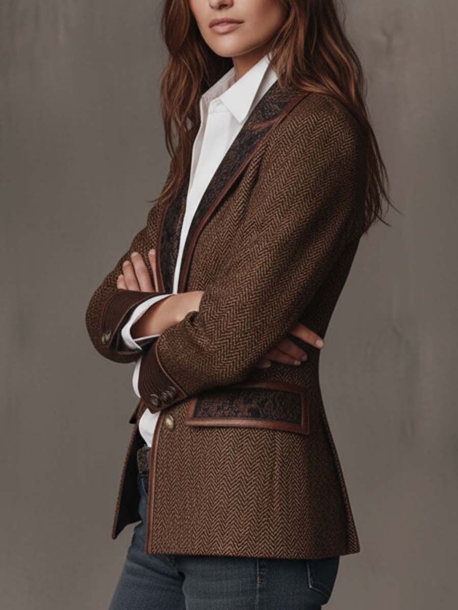 Gisèle | Blazer with Printed Chevron Inserts