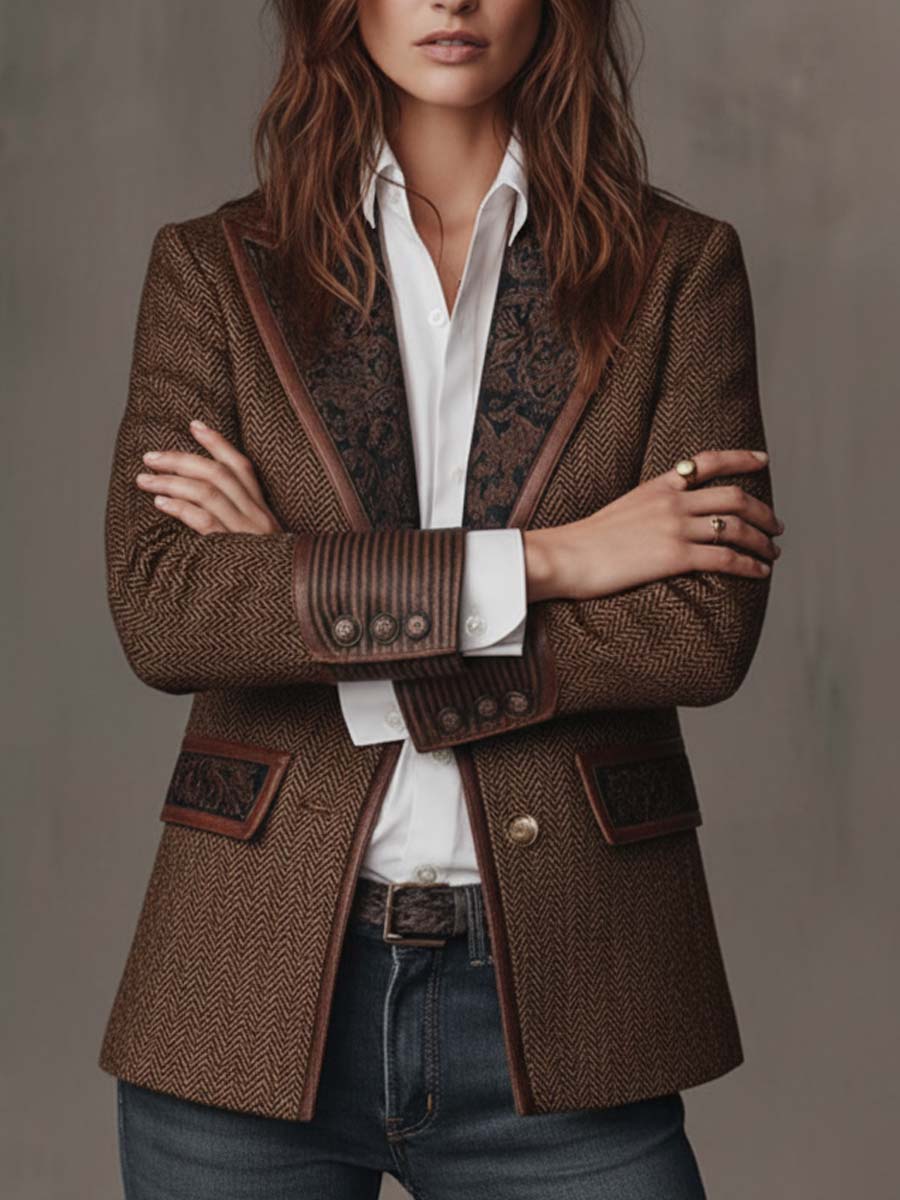 Gisèle | Blazer with Printed Chevron Inserts