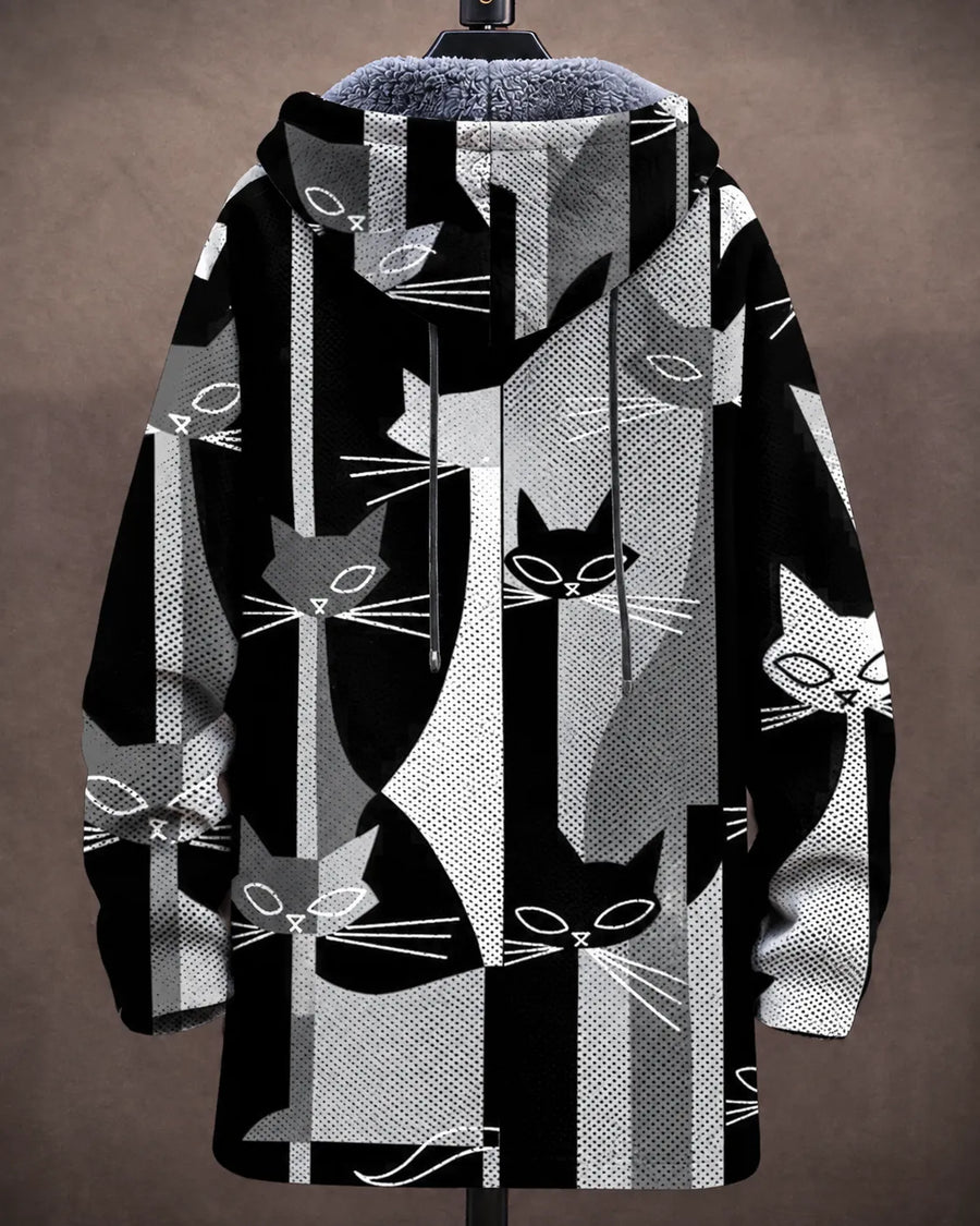 Celeste Modern Cats Hooded Jacket