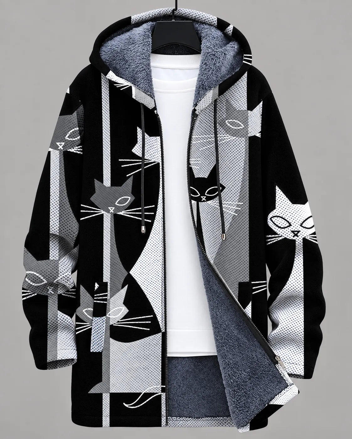 Elara Artistic Eye-Print Hooded Jacket