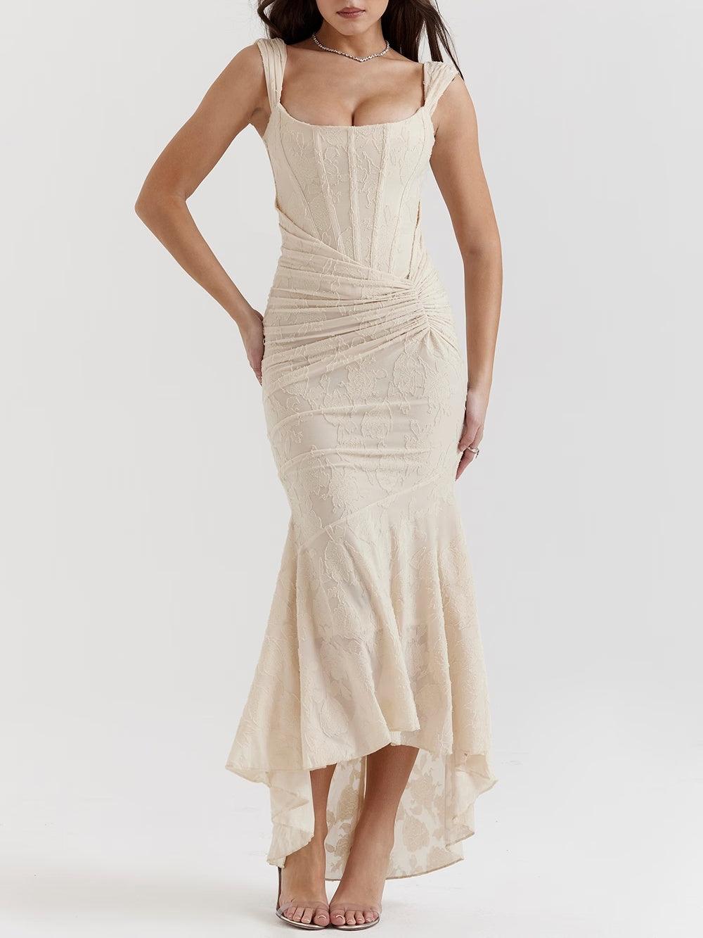 Aveline™ | Lace Fishtail Midi Dress