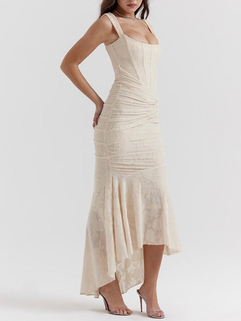 Aveline™ | Lace Fishtail Midi Dress