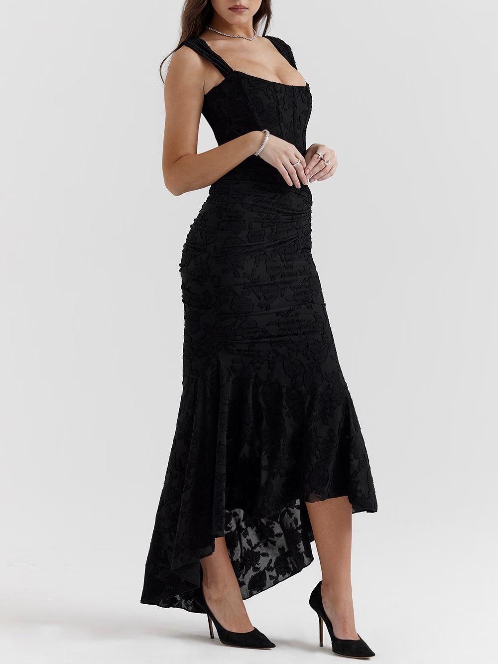 Aveline™ | Lace Fishtail Midi Dress