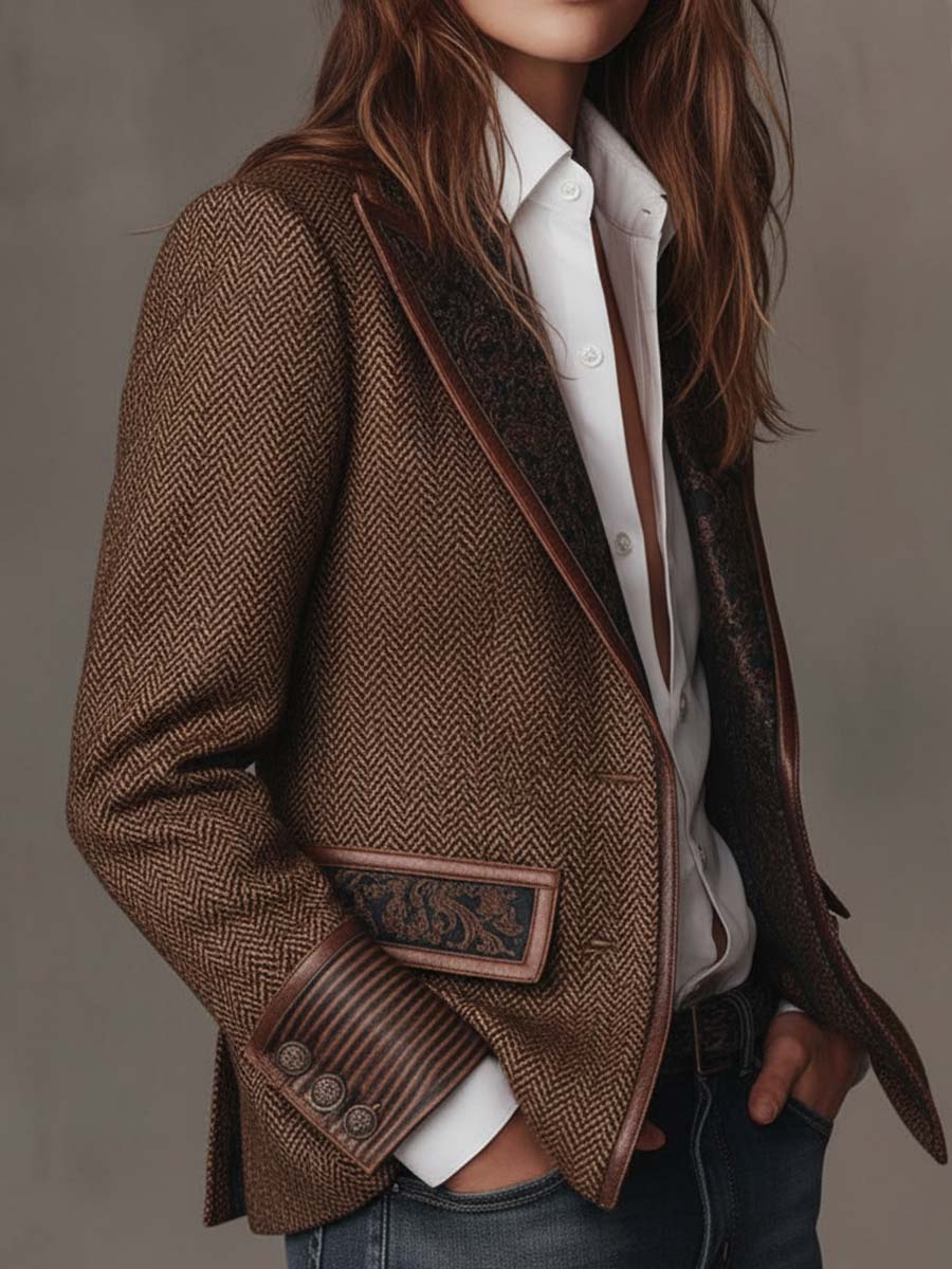 Gisèle | Blazer with Printed Chevron Inserts