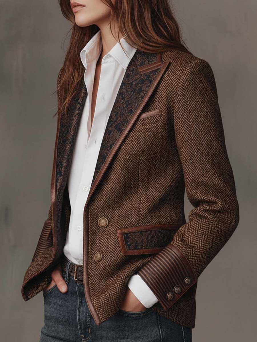 Gisèle | Blazer with Printed Chevron Inserts