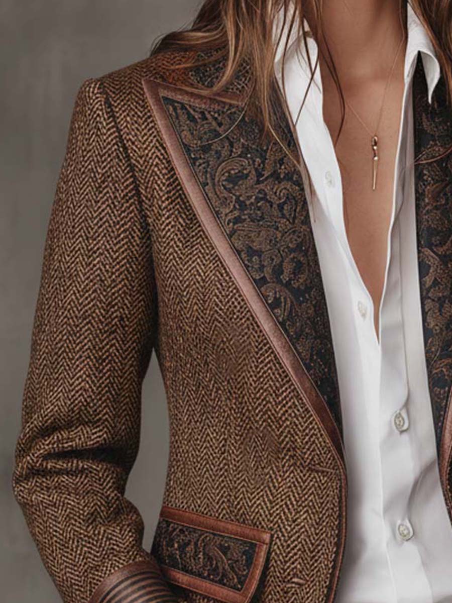 Gisèle | Blazer with Printed Chevron Inserts