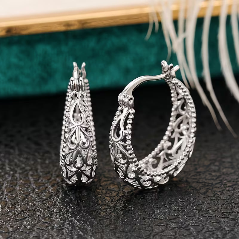 Ornate Heirloom Filigree Hoops
