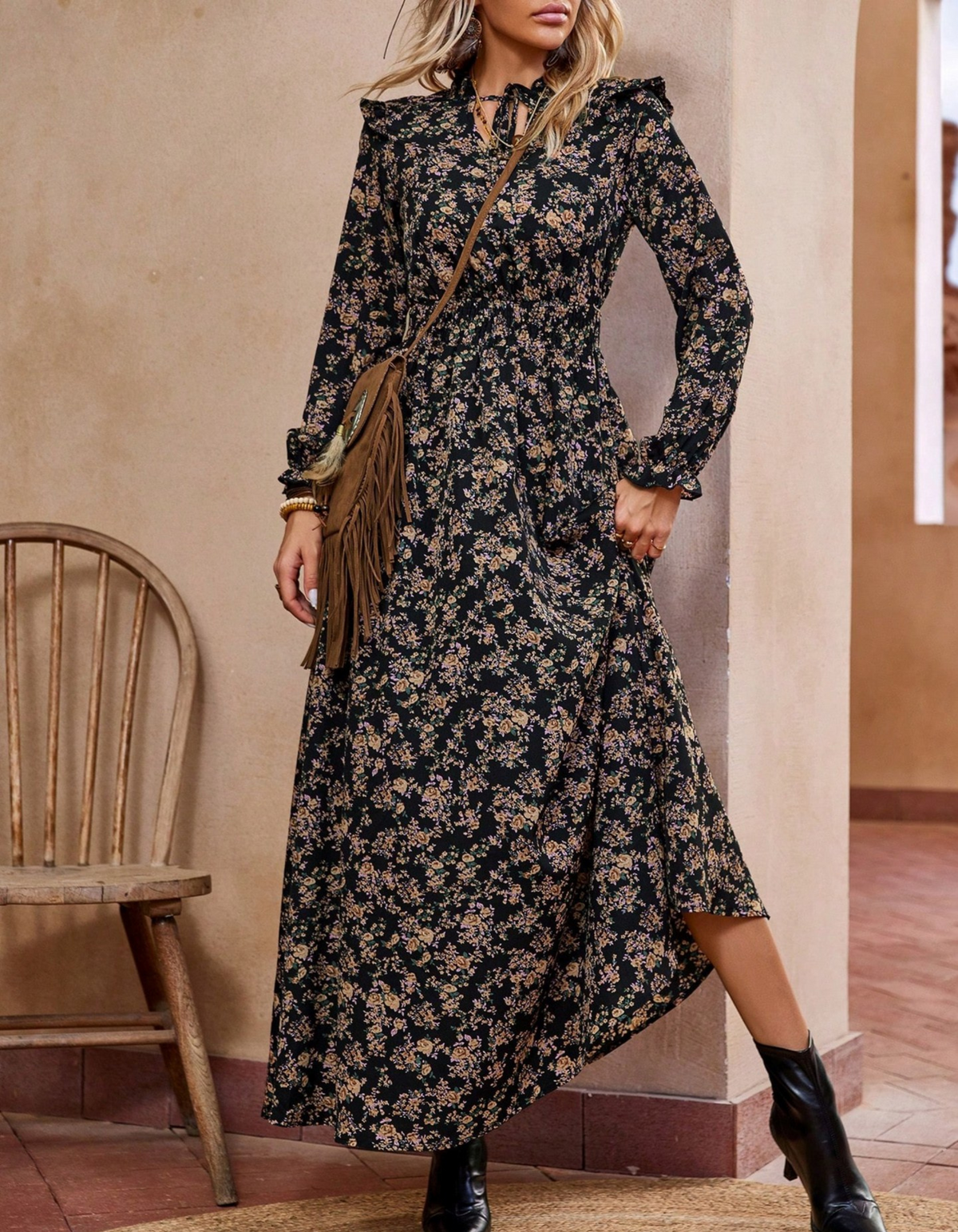 Aveline™ | Romantic Long-Sleeve Maxi Dress