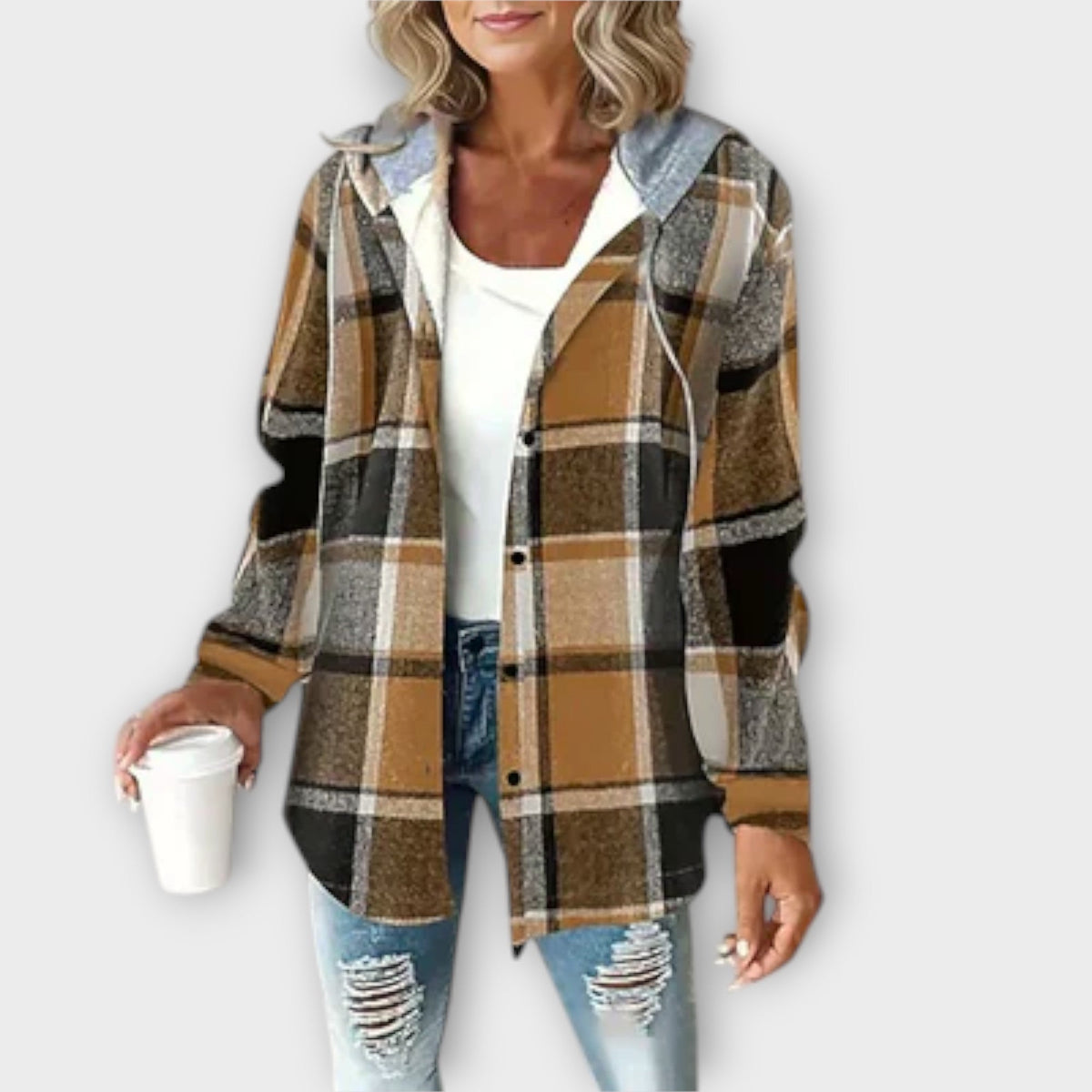 LINDE – CHECKED HOODED JACKET
