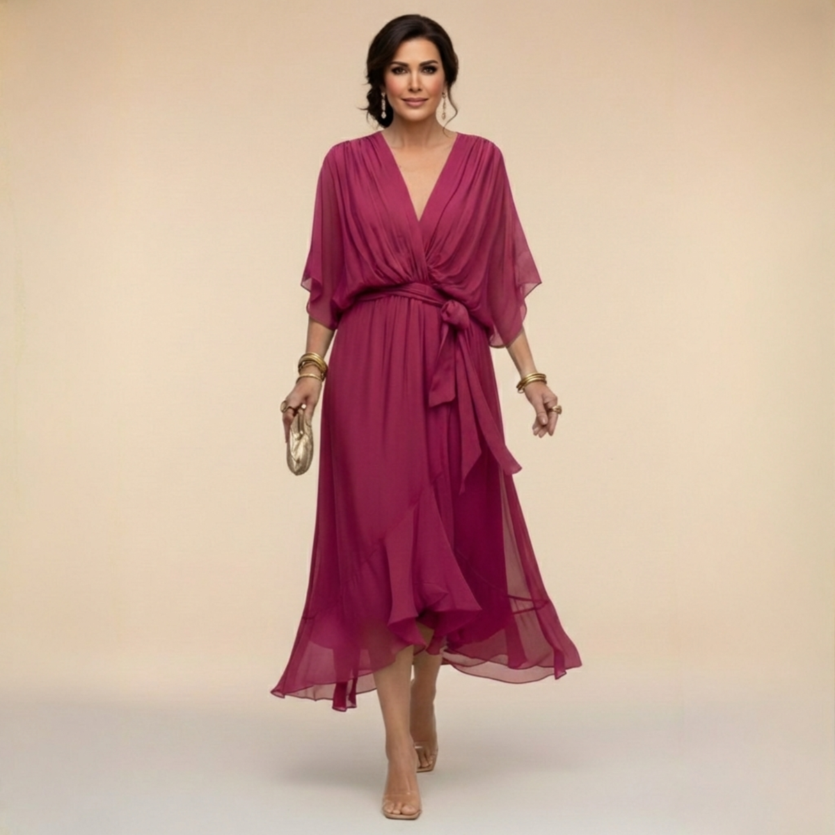Aveline™ | V-Neck Midi Dress