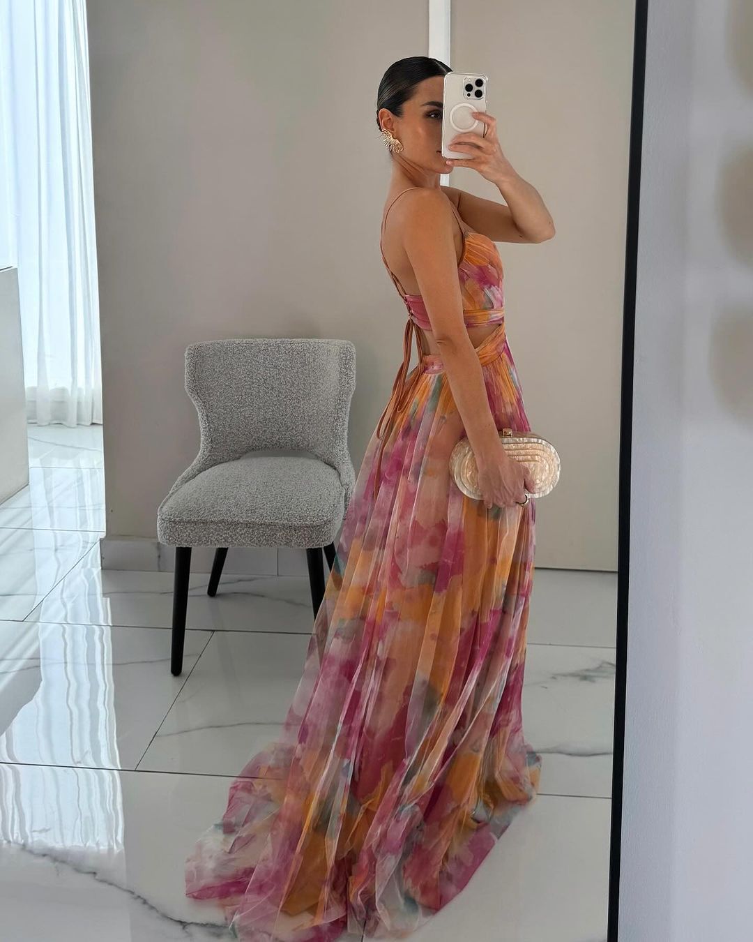 Aveline™ | Watercolor Chiffon Maxi Dress