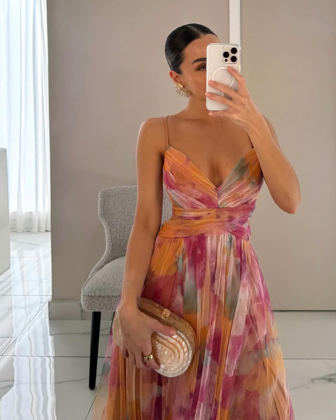 Aveline™ | Watercolor Chiffon Maxi Dress