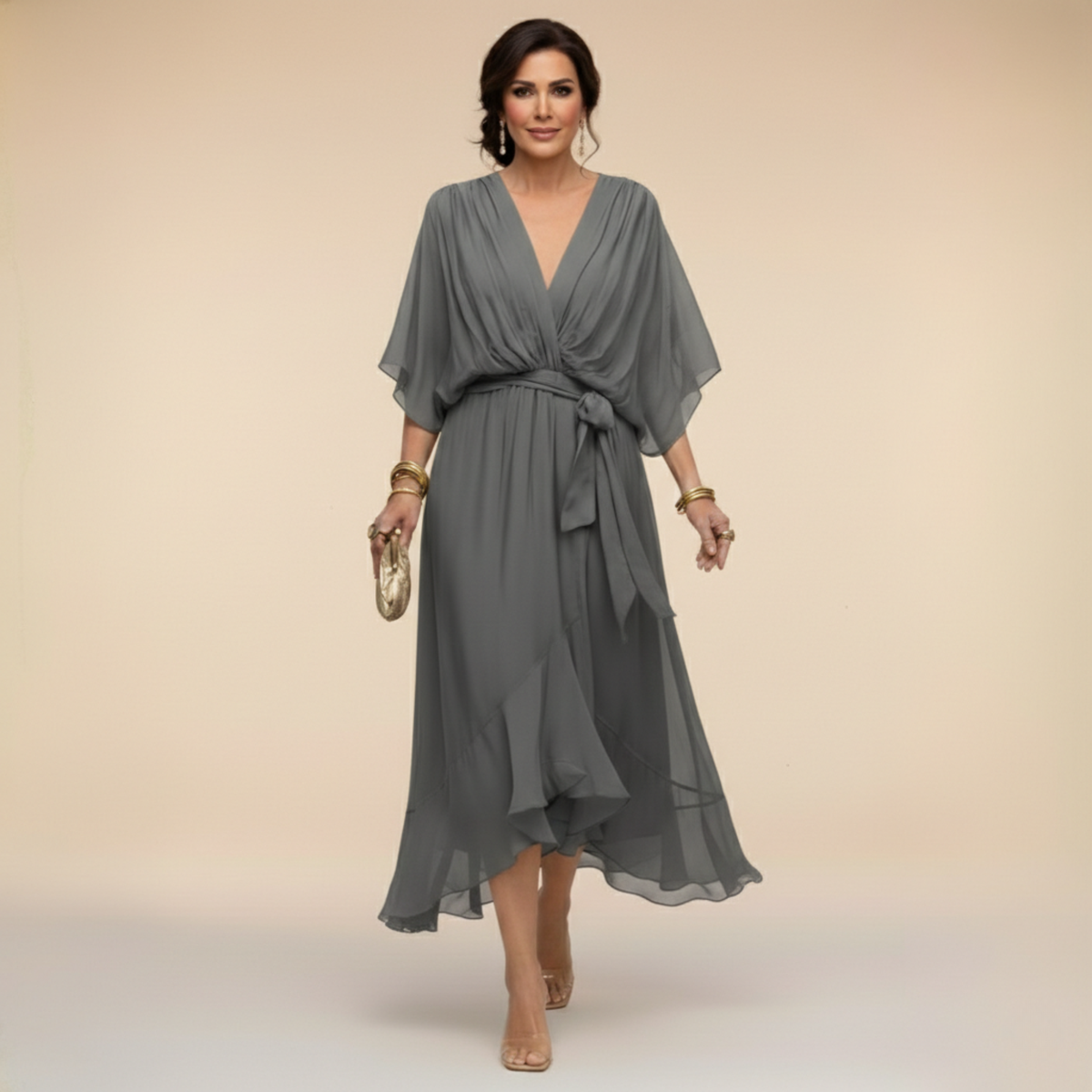 Aveline™ | V-Neck Midi Dress