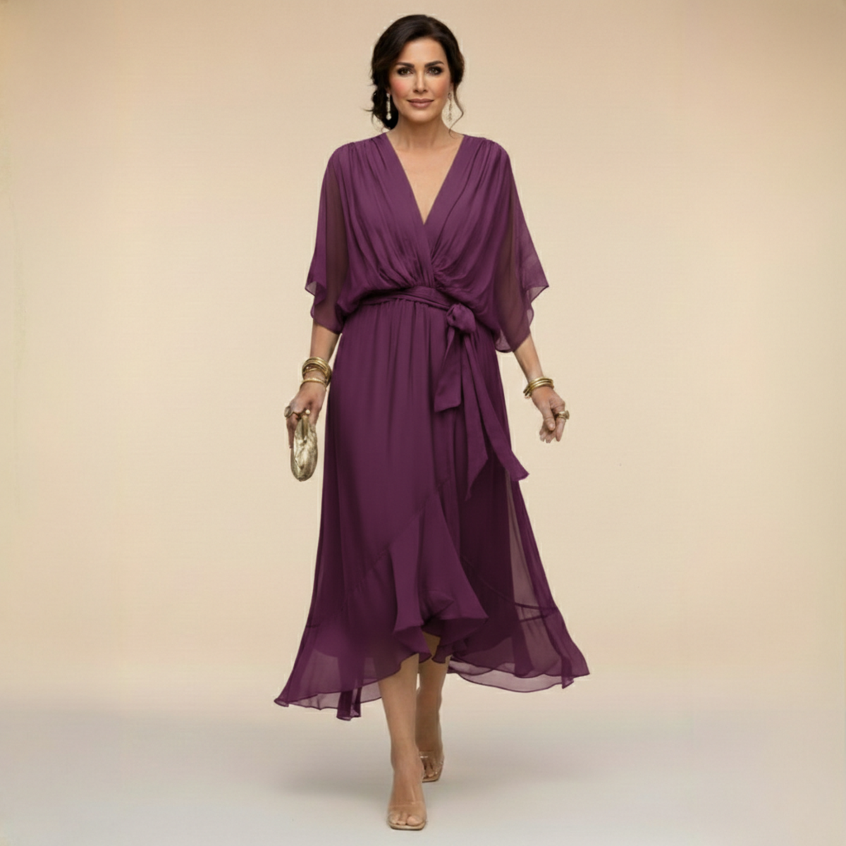 Aveline™ | V-Neck Midi Dress