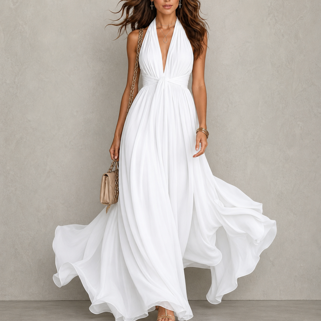 Aveline™ | Halter Chiffon Maxi Dress
