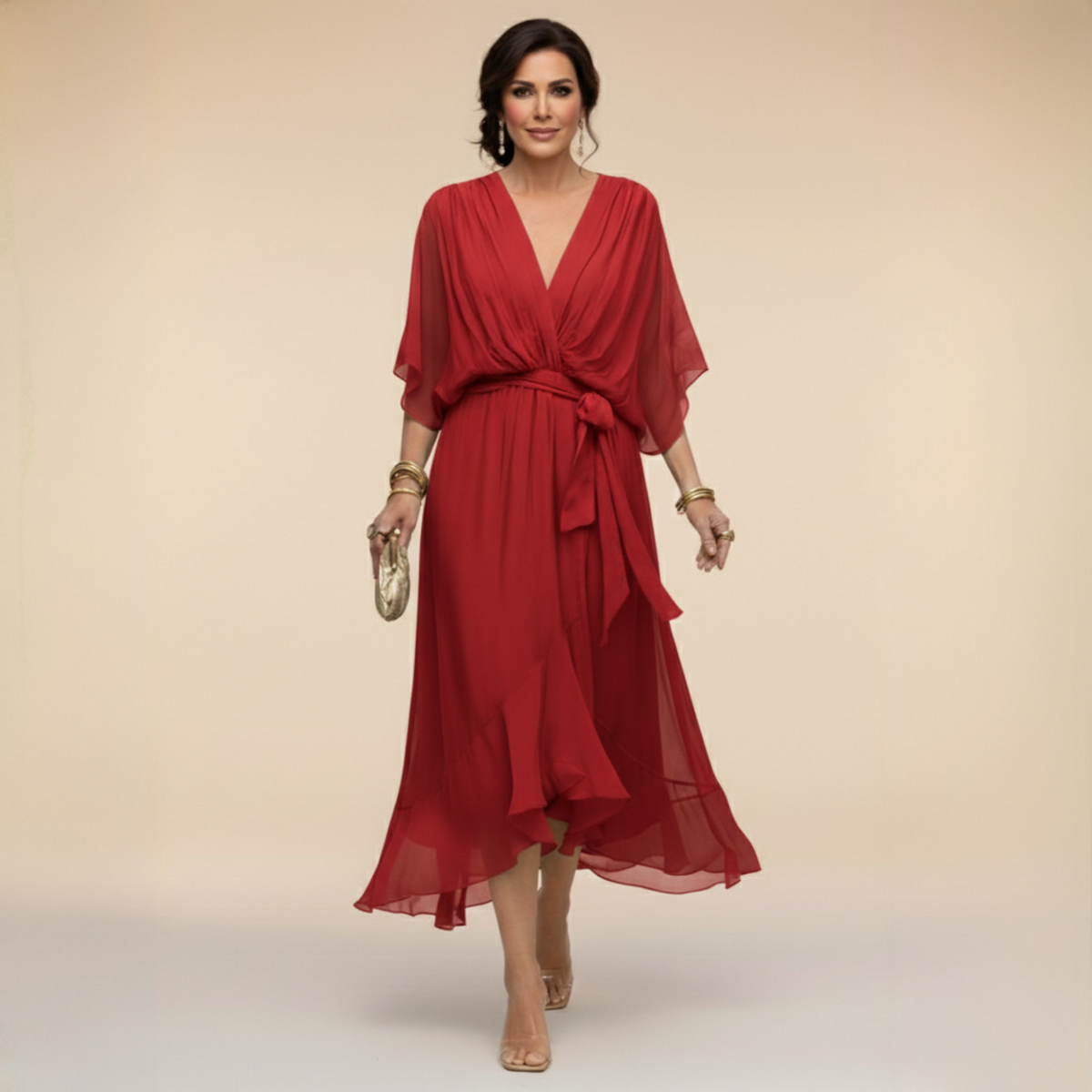 Aveline™ | V-Neck Midi Dress
