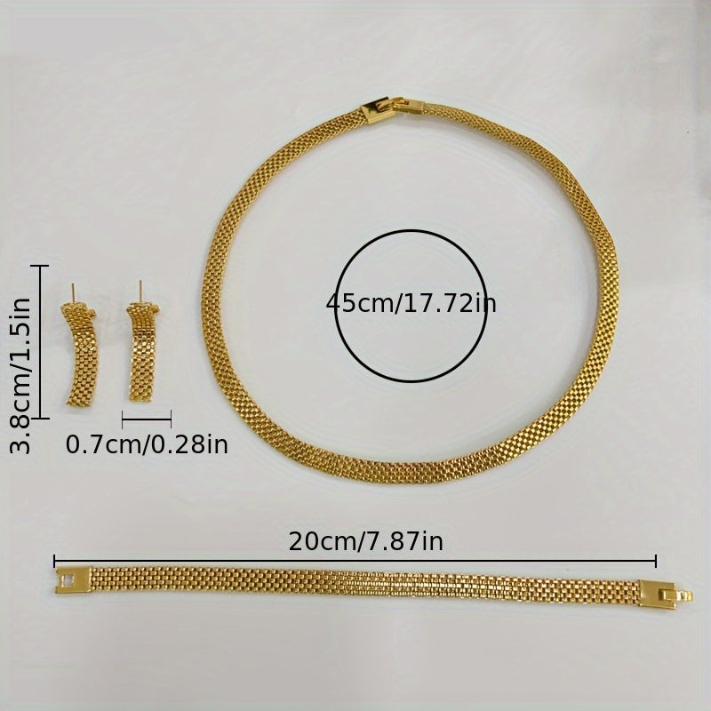 REFINED LONG NECKLACE, BRACELET & EARRINGS SET