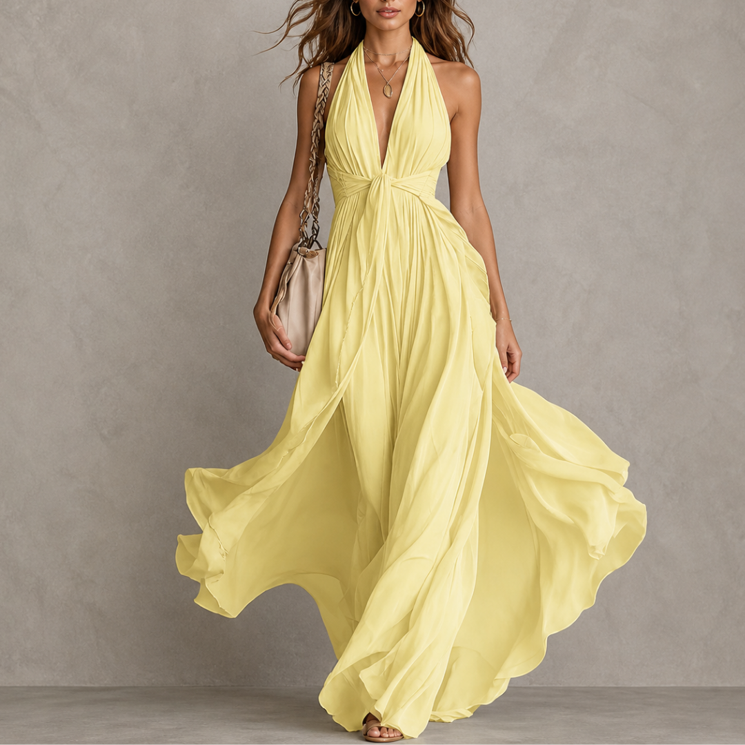 Aveline™ | Halter Chiffon Maxi Dress