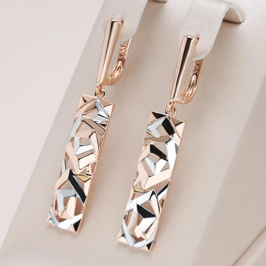 RECTANGULAR GOLD & SILVER EARRINGS