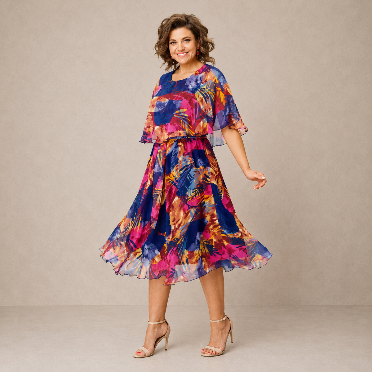 Aveline™ | Colorful Floral Midi Dress