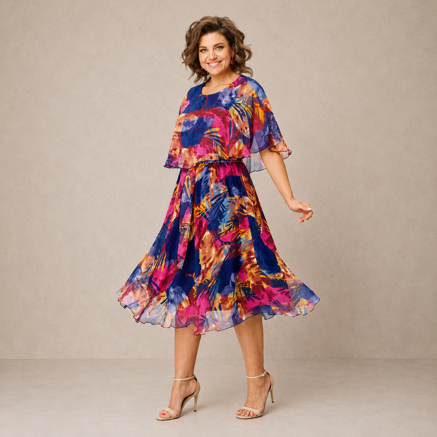 Aveline™ | Colorful Floral Midi Dress