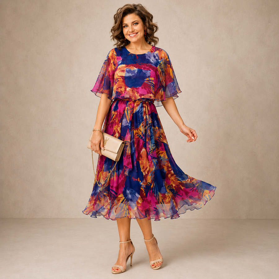 Aveline™ | Colorful Floral Midi Dress