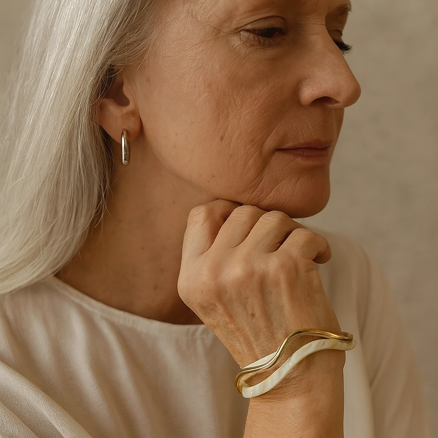 White opal elegant golden bracelet