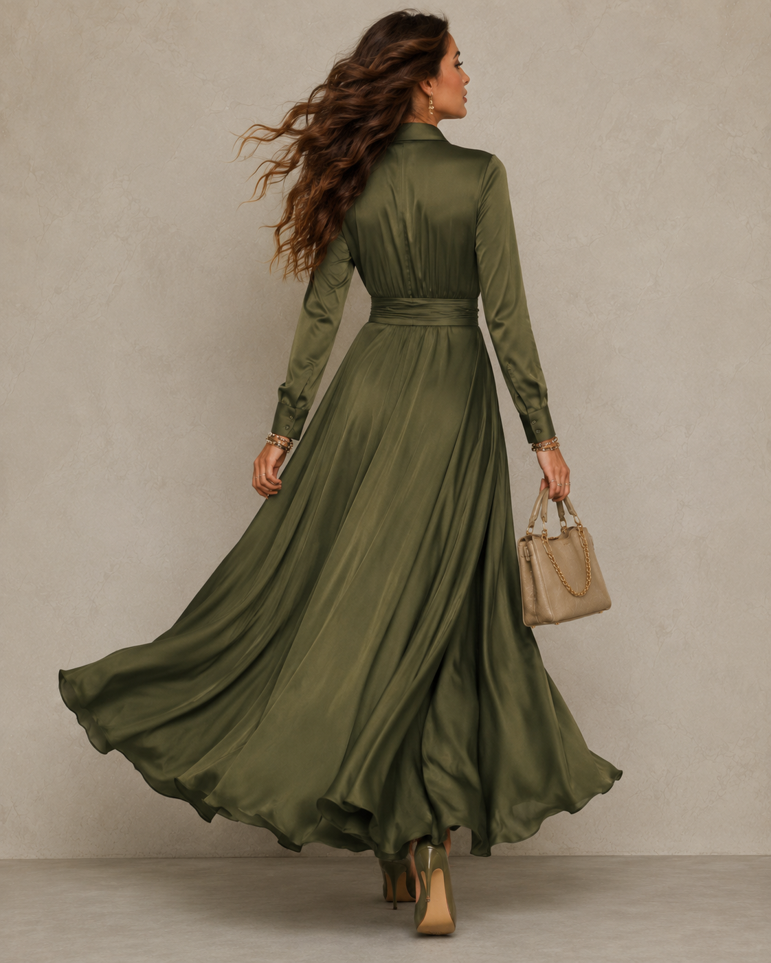 Aveline™ | Green Wrap Maxi Dress