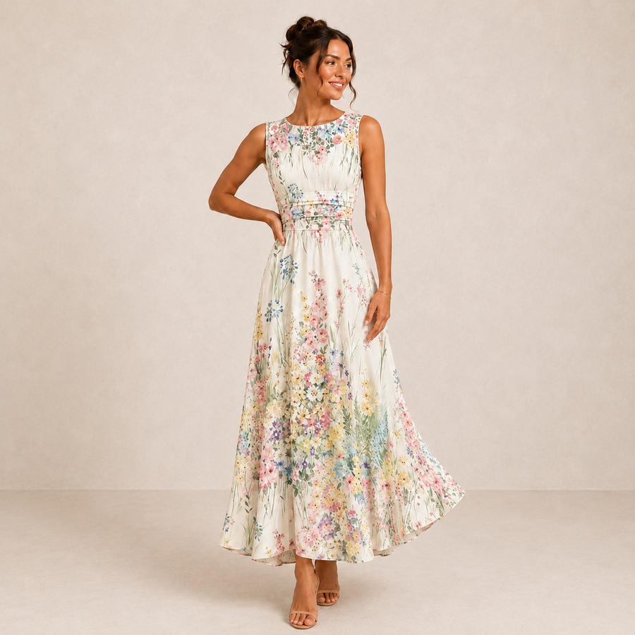 Aveline™ | Lace Trim Midi Dress