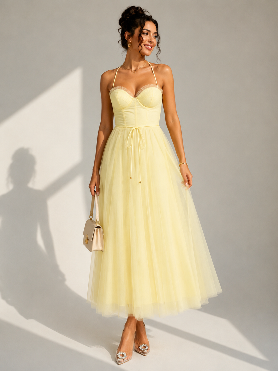 Aveline™ | Cinched Waist Midi Dress