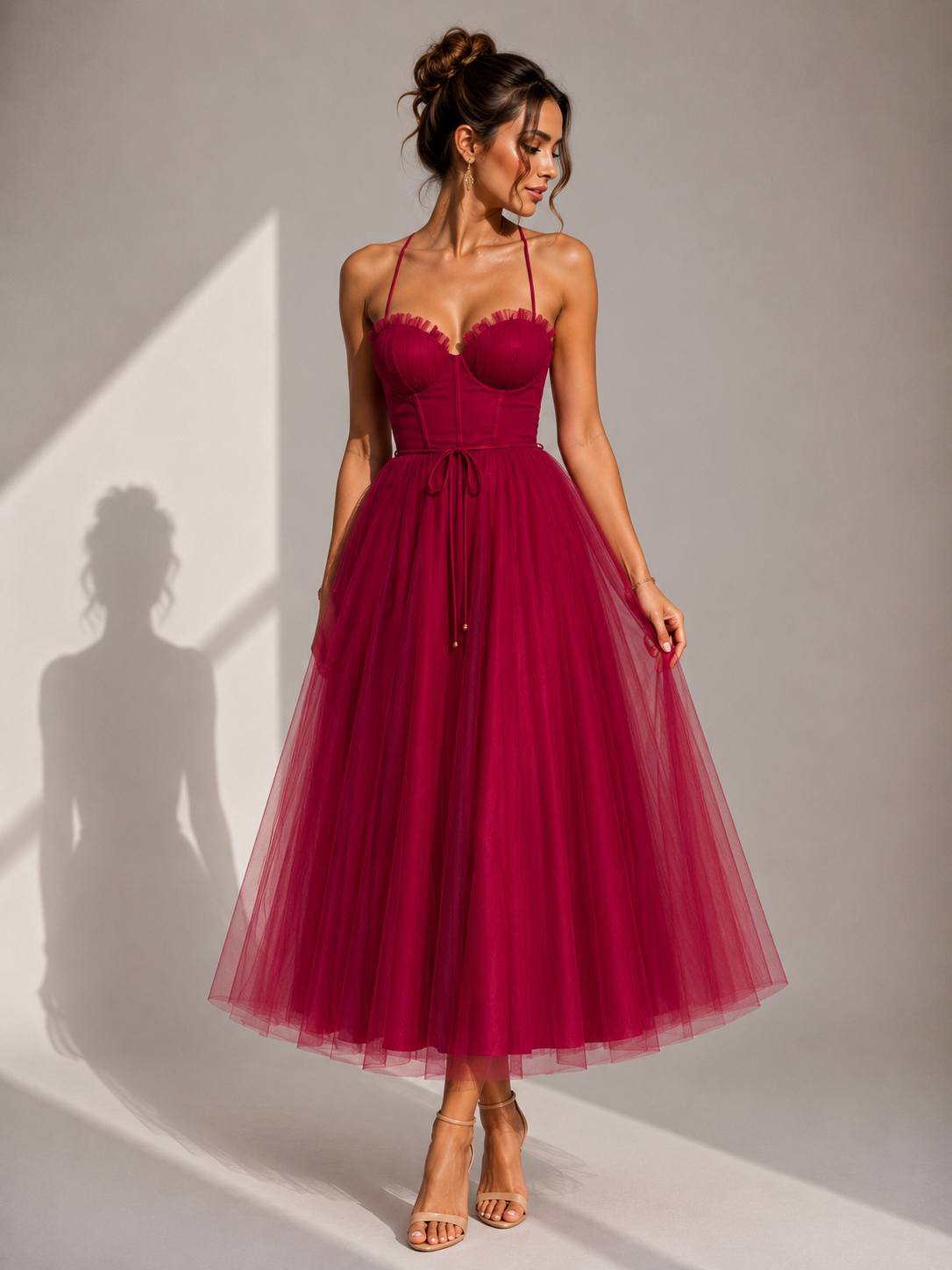 Aveline™ | Cinched Waist Midi Dress