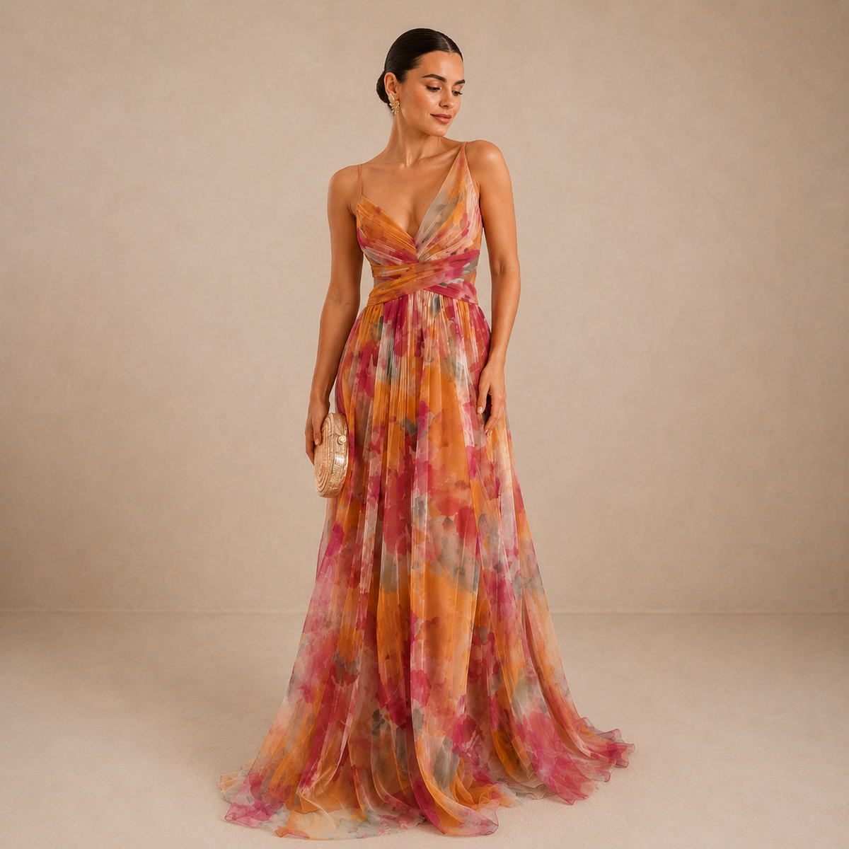 Aveline™ | Watercolor Chiffon Maxi Dress