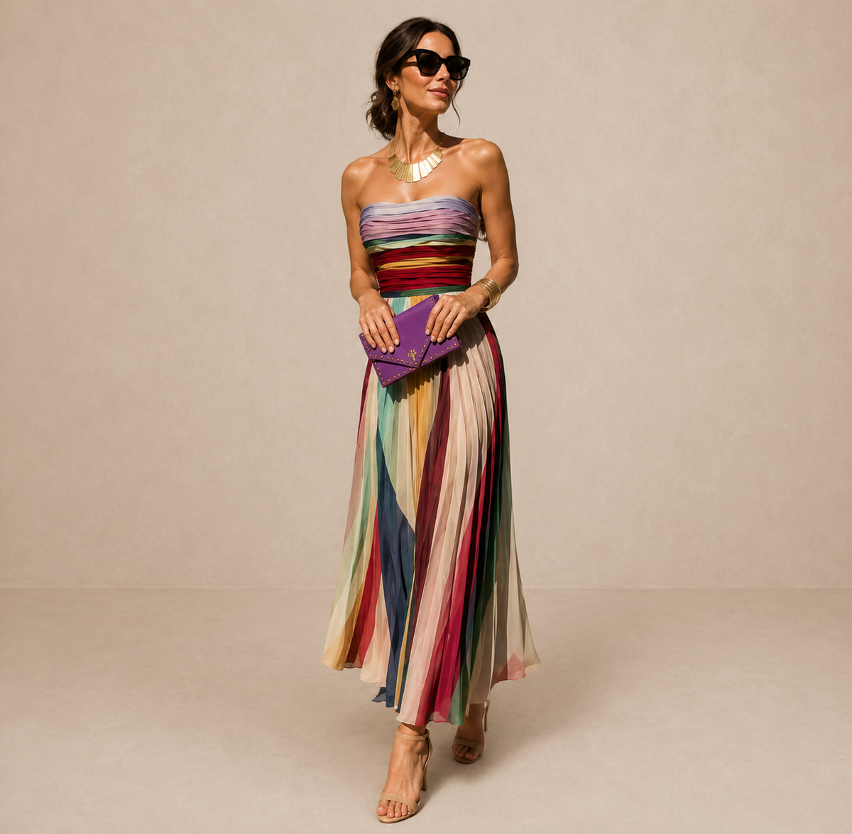 Aveline™ | Strapless Pleated Maxi Dress