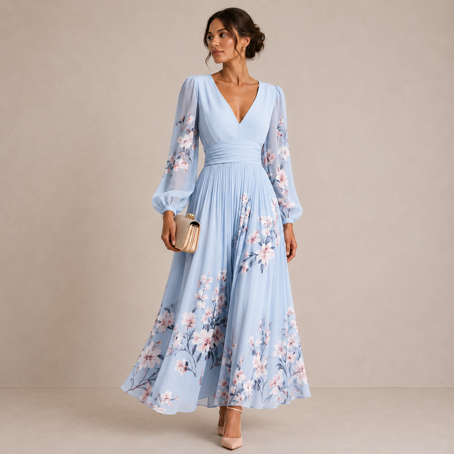 Aveline™ | Puff Sleeve Midi Dress