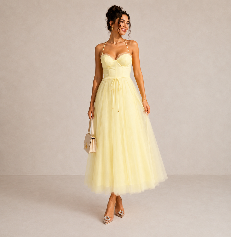 Aveline™ | Cinched Waist Midi Dress
