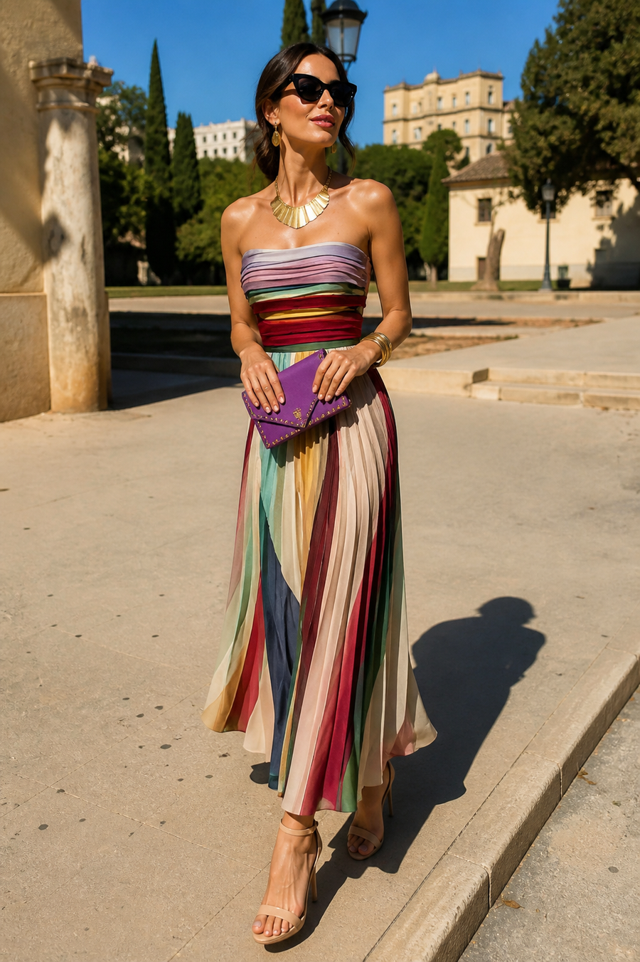 Aveline™ | Strapless Pleated Maxi Dress