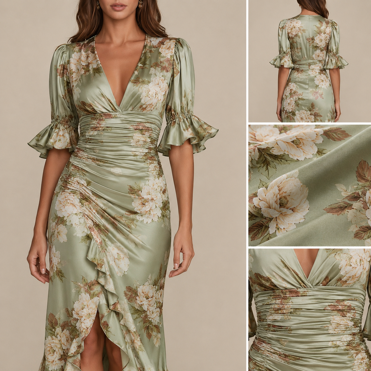 Aveline™ | Ruched Floral Maxi Dress