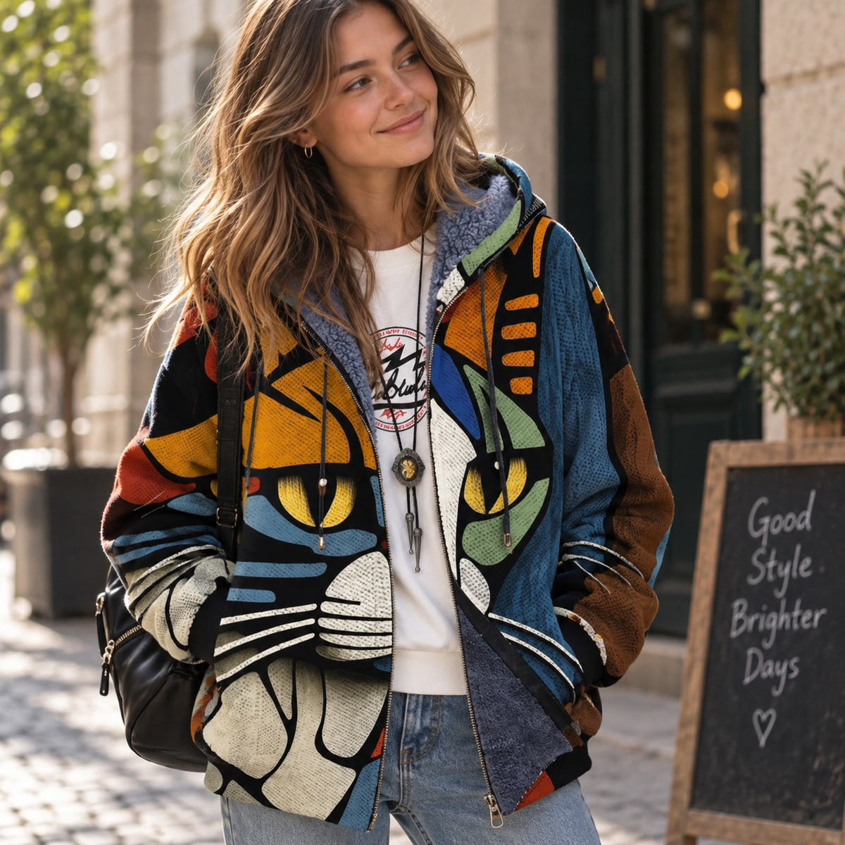 Darcy | Cat Face Print Cardigan
