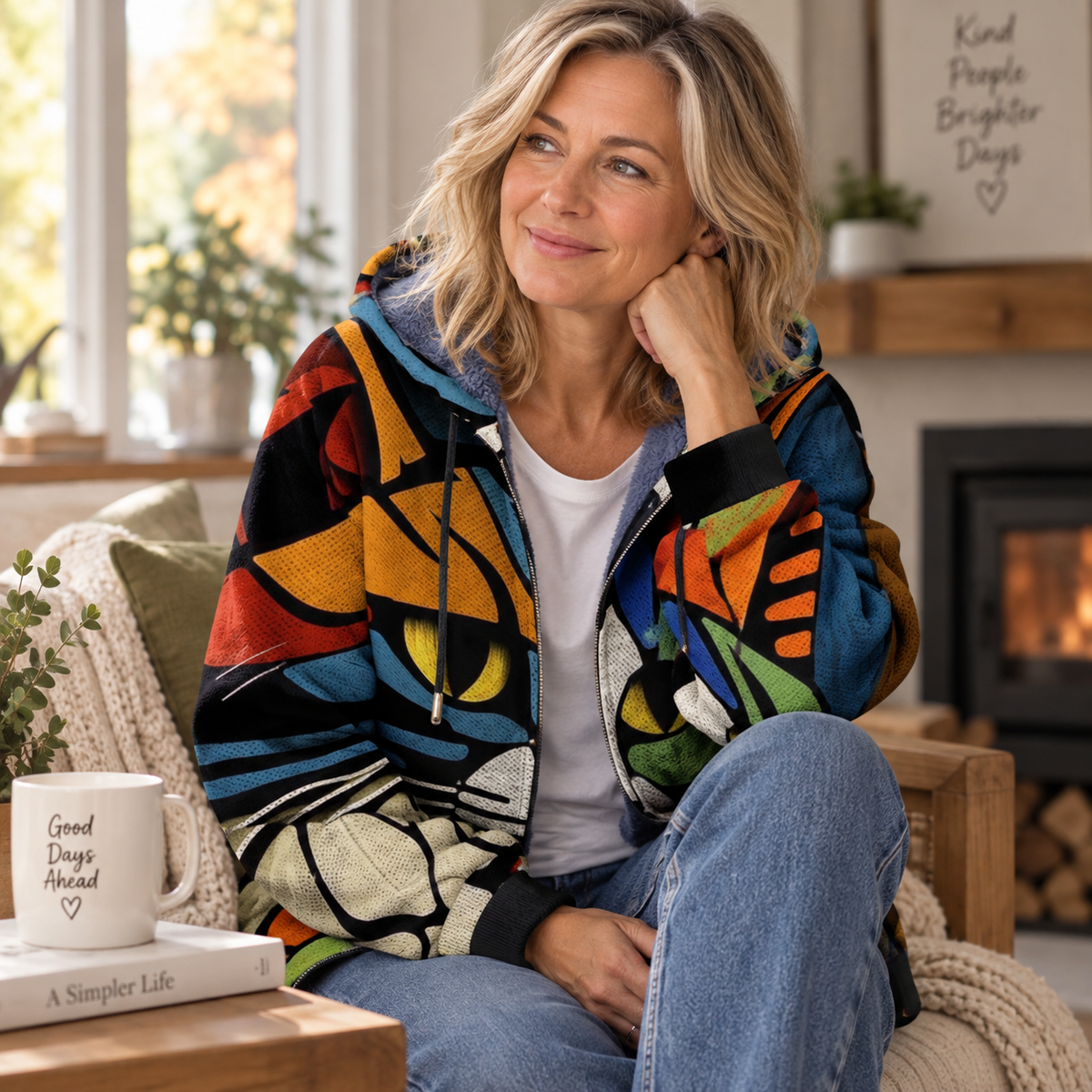 Darcy | Cat Face Print Cardigan