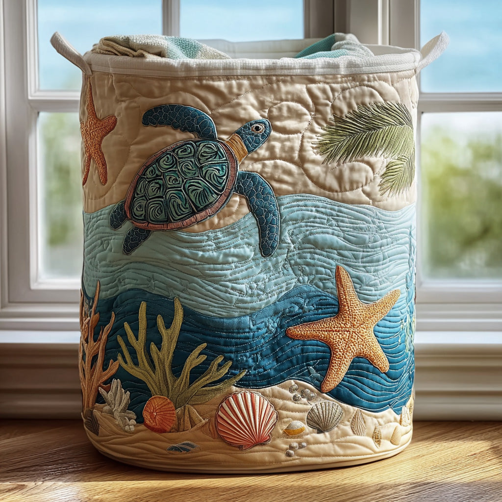 Coral | Hand-Quilted Laundry Basket