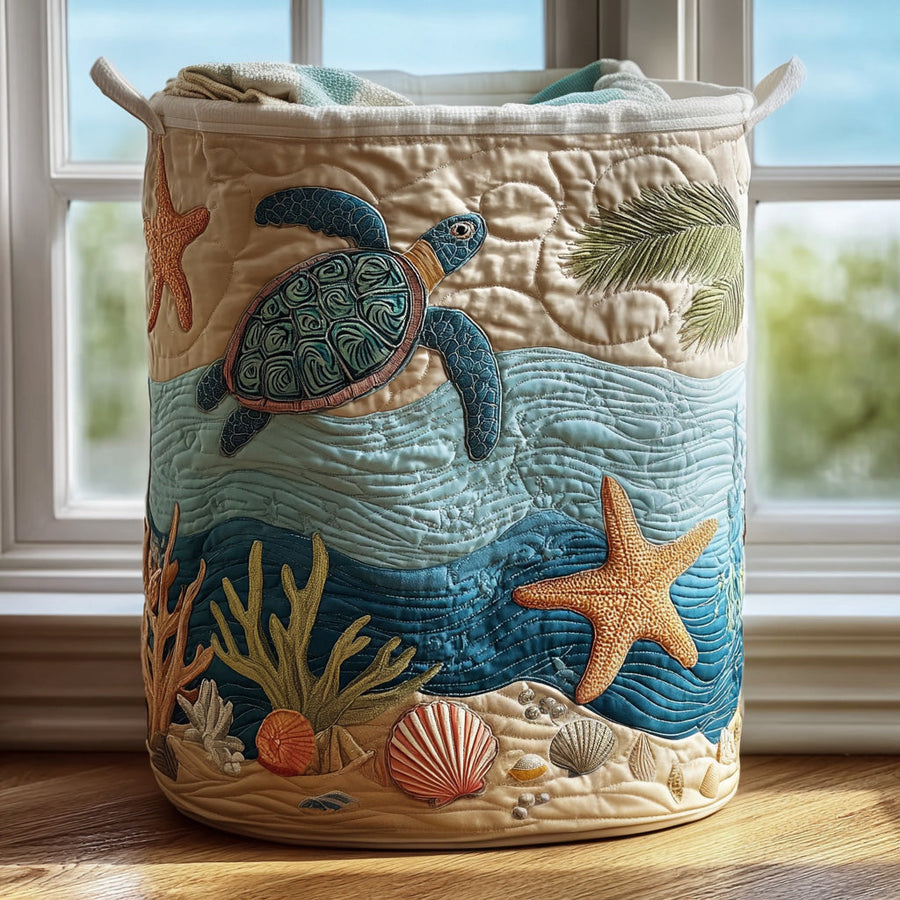 Coral | Hand-Quilted Laundry Basket