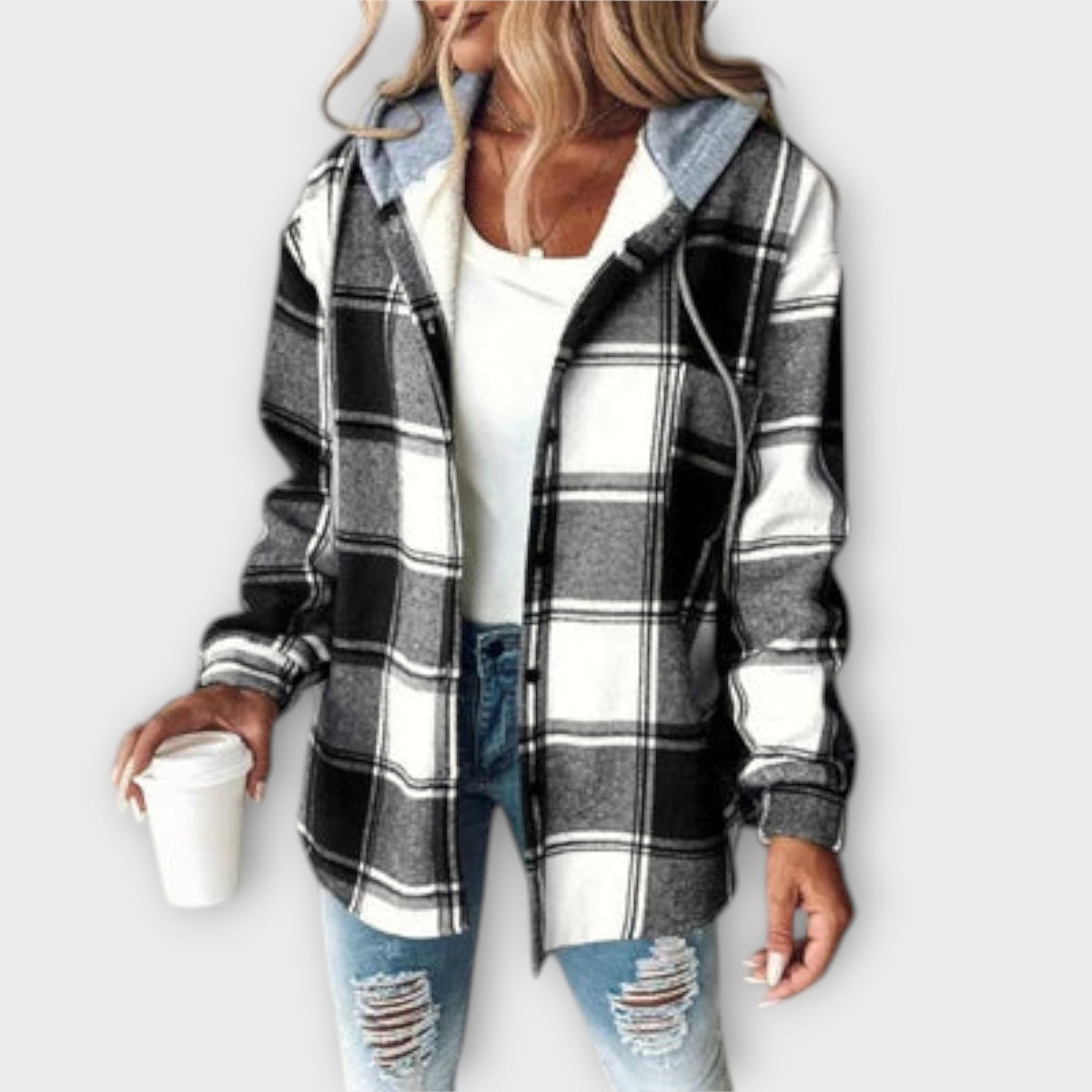 LINDE – CHECKED HOODED JACKET