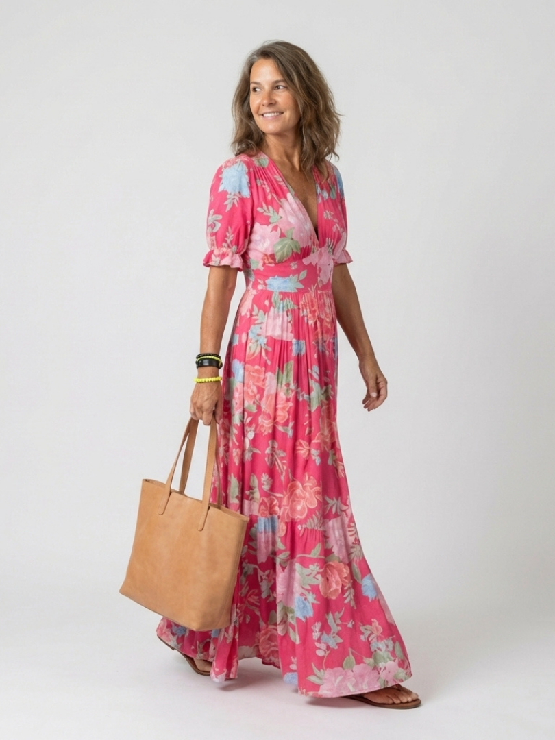 Aveline™ | Floral V-Neck Maxi Dress