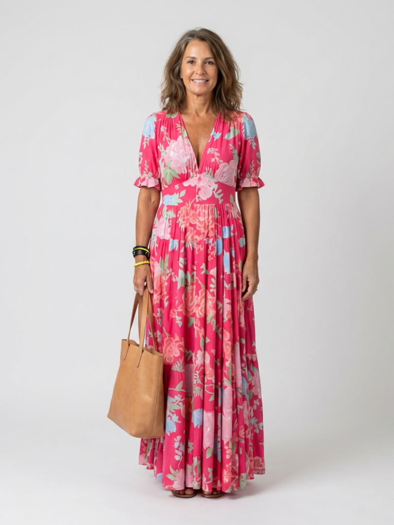 Aveline™ | Floral V-Neck Maxi Dress