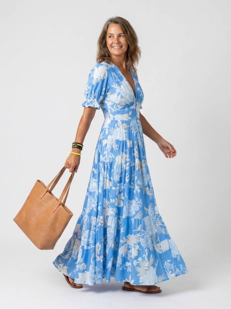 Aveline™ | Floral V-Neck Maxi Dress