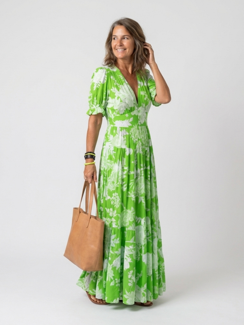 Aveline™ | Floral V-Neck Maxi Dress