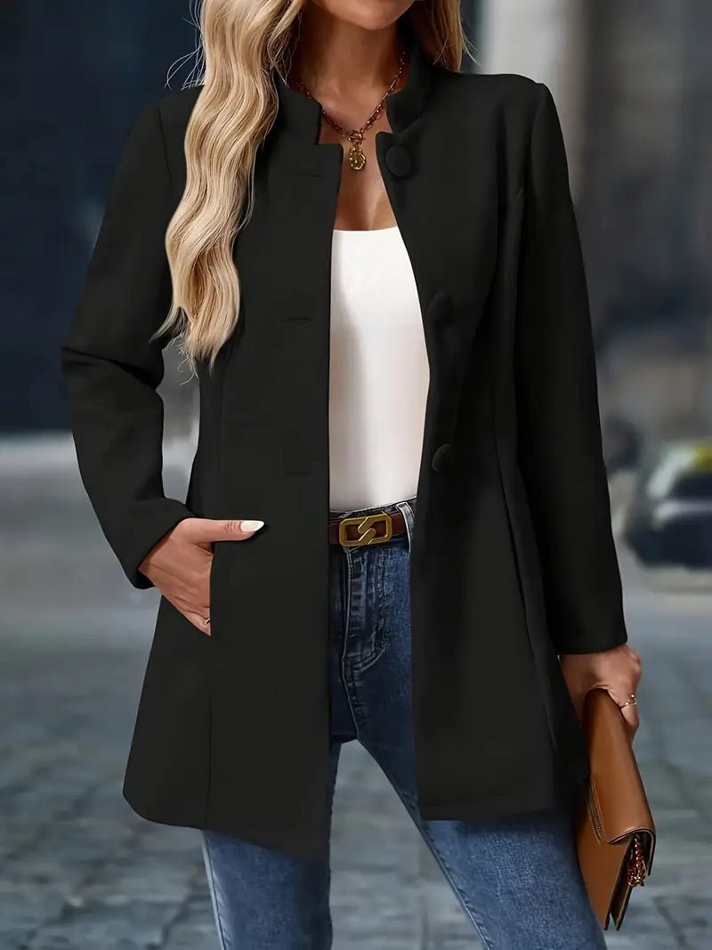 Delphine | Wool-Effect Stand Collar Coat
